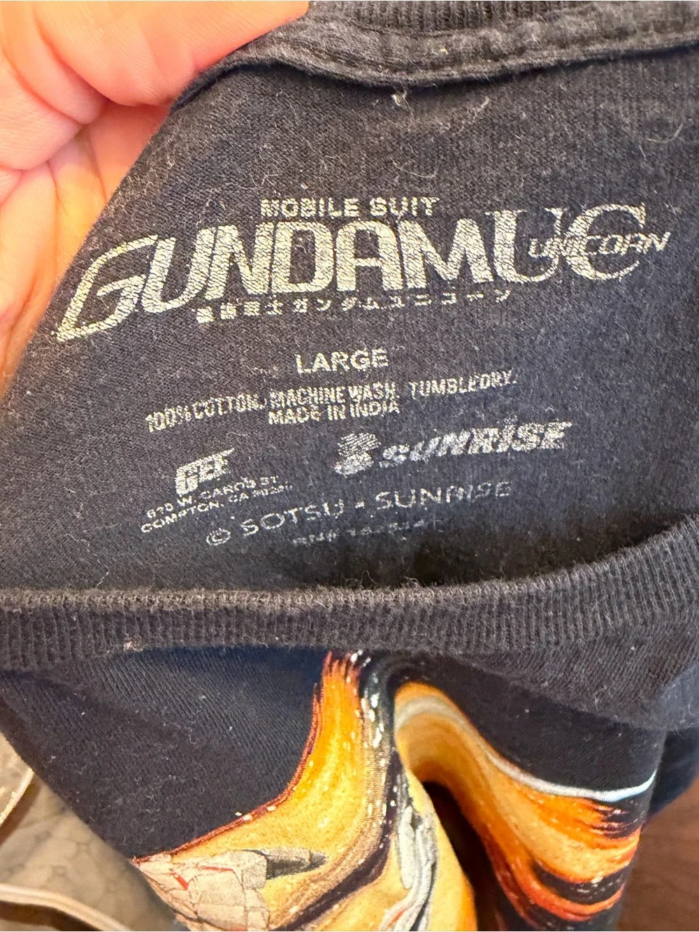 Gundum Black Tee with Orange and White Mecha Graphic
